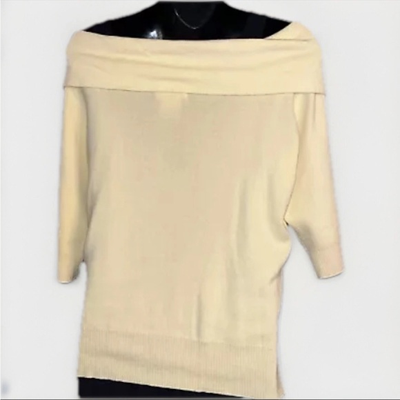Vintage April Cornell for Cornell Trading Off-shoulder Yellow Sweater Size M - Picture 4 of 6